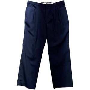 Towncraft Men's Pleated Dress Pants Wide Leg Stretch Size W38 Navy Blue Solid